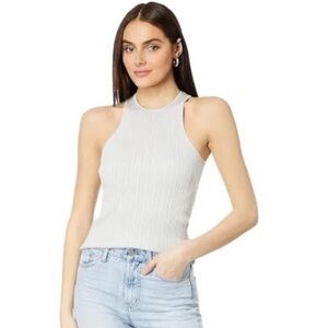 NWT Madewell The Signature Shimmer Knit Cutaway Sweater Tank in vapor silver